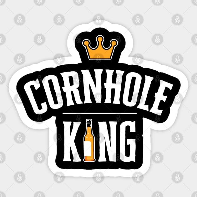 Cornhole King Shirt Funny Bean Bag Sack Toss Tournament Winner Sticker by Happy Lime
